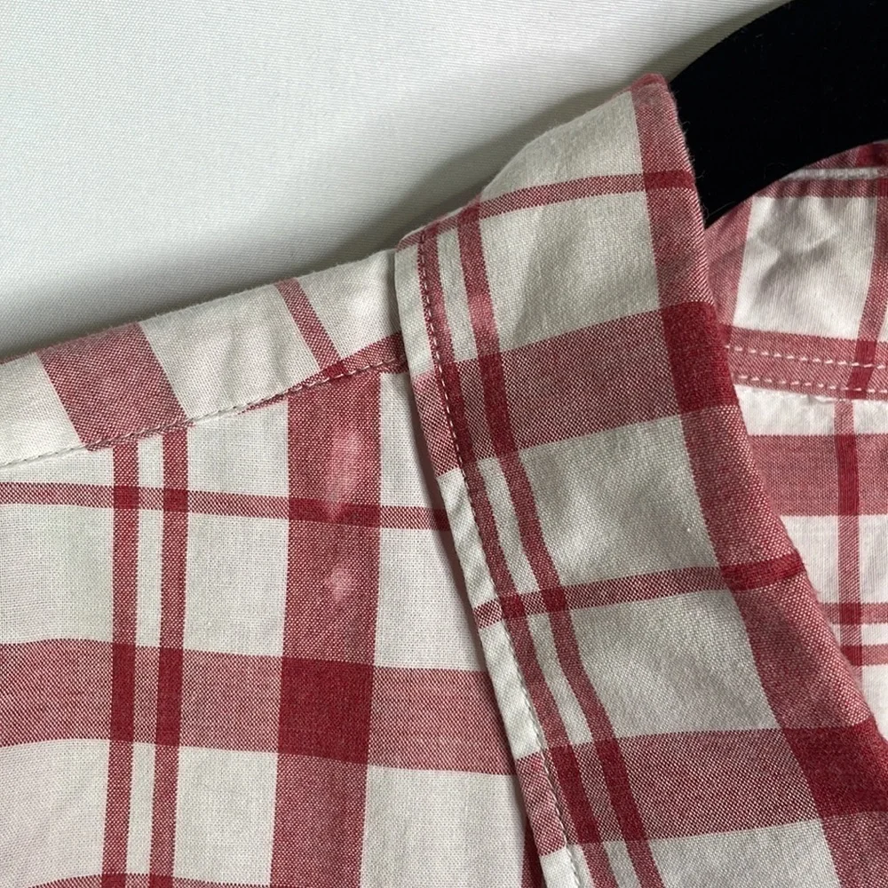 Jcrew, classic cotton button down, red and white plaid